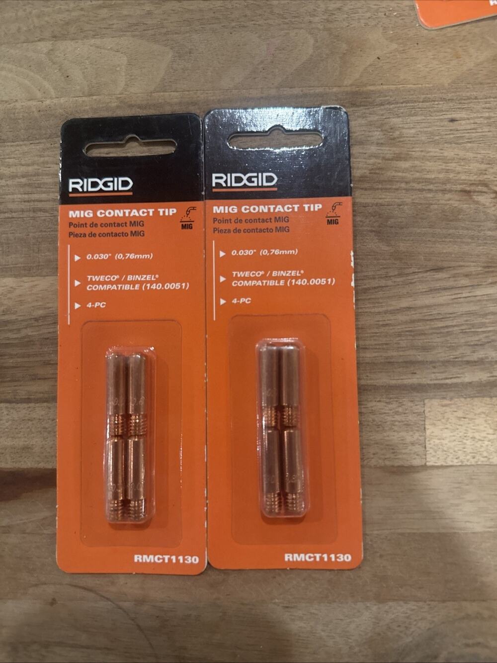 Two RIDGID MIG Contact Tip 4 Packs .030
